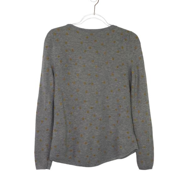Ann Taylor Loft Gray Polka Dot Crewneck Sweater Medium Casual Cozycore - Picture 3 of 5